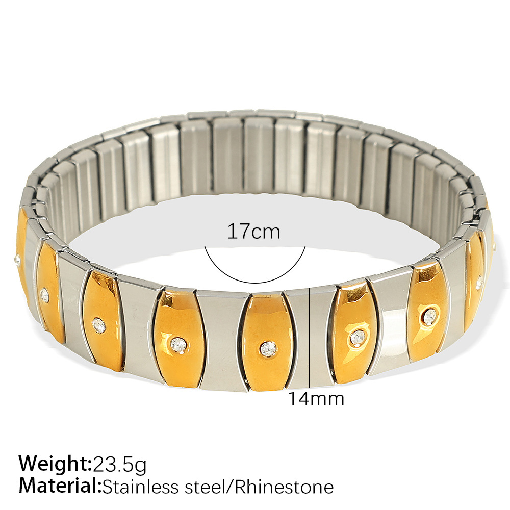 1 Piece Simple Series Punk Patchwork Stainless Steel  Gold Color Women's Chain Bracelets 